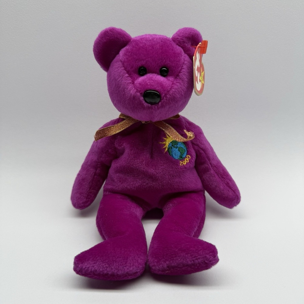 Ty Beanie Babies Millennium Bear Plush Toy - Purple